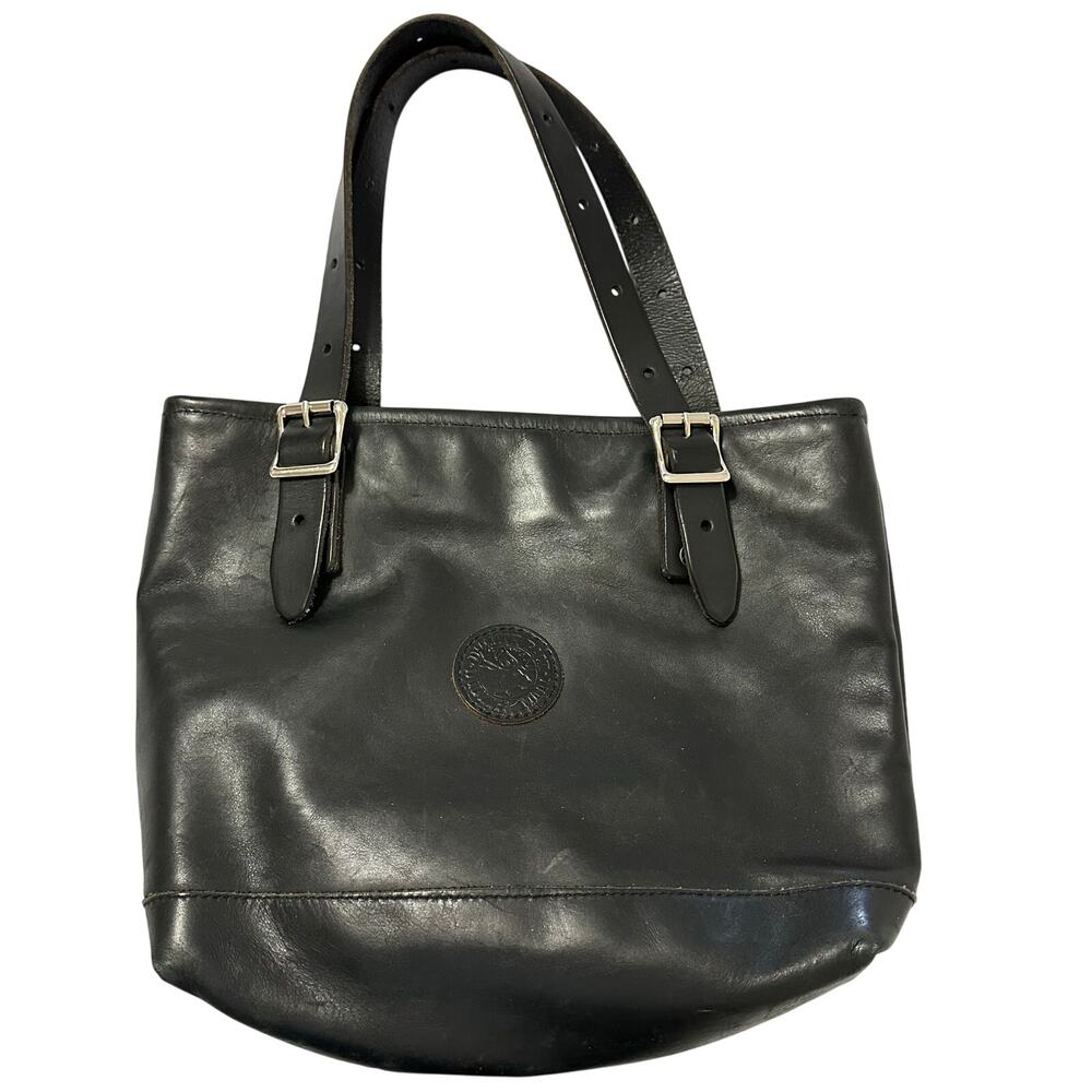 Duluth Pack Tote Lakewalk Vintage Shoulder Bag Black Leather EUC